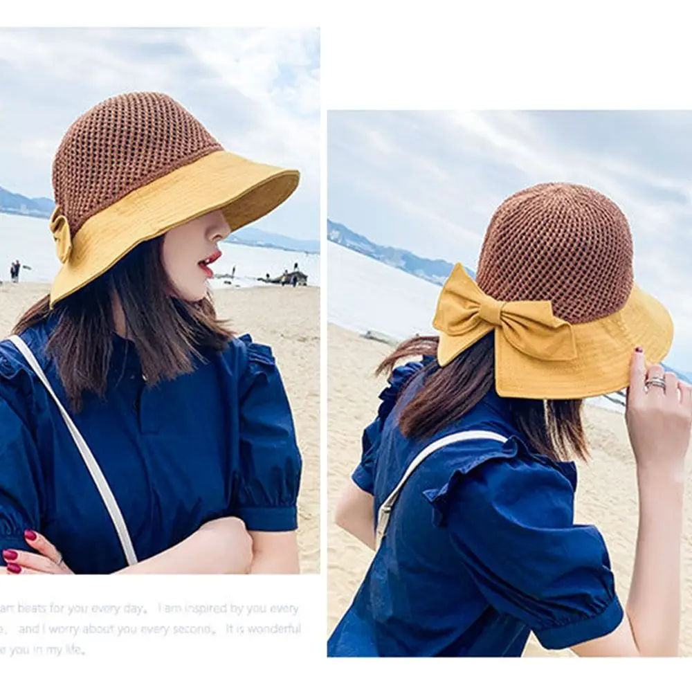 Summer Women Bucket Hat UV Protection Sun Hats Soft Foldable Wide Brim Outdoor Beach Hat Panama Cap 5