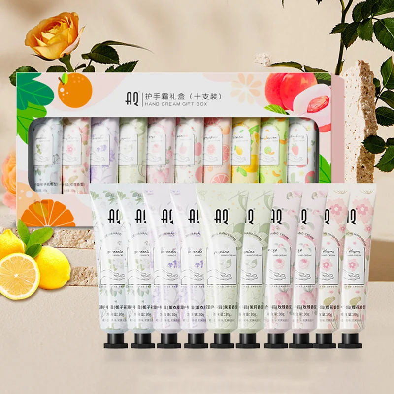 10pcs Flower Fruit Fragrant Hand Cream Set Moisturizing Nourishing Tender and Smooth Hand Creams Hand Skin Care Products