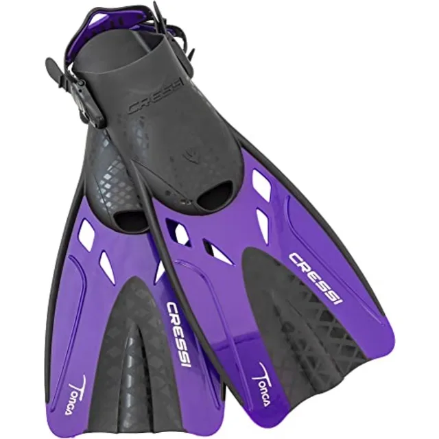 Adult Complete Snorkeling Set for Travel: Silicone Mask Dry Snorkel Adjustable Fins Lightweight Black Blue Italian-Designed Com