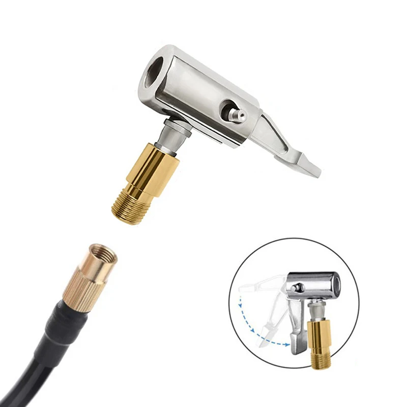 Portable Inflatable Pump for Auto Car Tire Air Chuck Compressor Tire Inflator Chuck with Barb Connector for Hose Repair air compressor pump air pump electric tire inflator air compressor inflatable pump tire inflator tire inflator gun