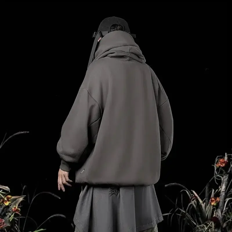 남성용 다크 그레이 긴 소매 후드, 힙합 펑크 루즈 후드, 캐주얼 맨투맨 용수철, 가을 풀오버 후드