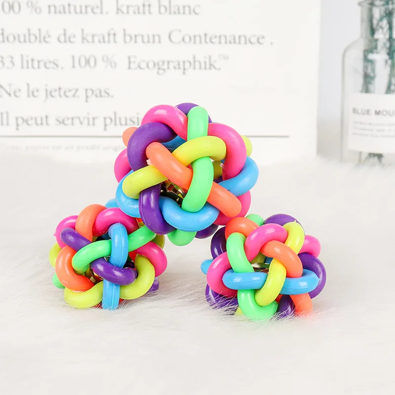 Pet Dog Toy Pet Colorful Bell Ball Woven Ball Phonation Toy Bite Resistant Pet Product Pet Dog Interactive Toys Puppy Favor Gift