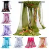 8 Colors Women's Long Chiffon Scarf Butterfly Flower Print Soft Wrap Shawl Silk Ladies 1
