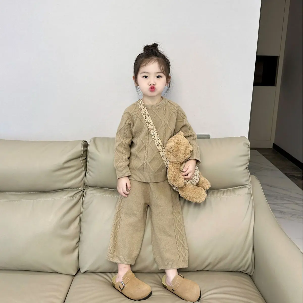 

Girls Set Knitted Sweater Pullover and Loose Wide Leg Pants Two-piece Set Kids Clothes Set 1-10years Toddler Baby Girl Clothes