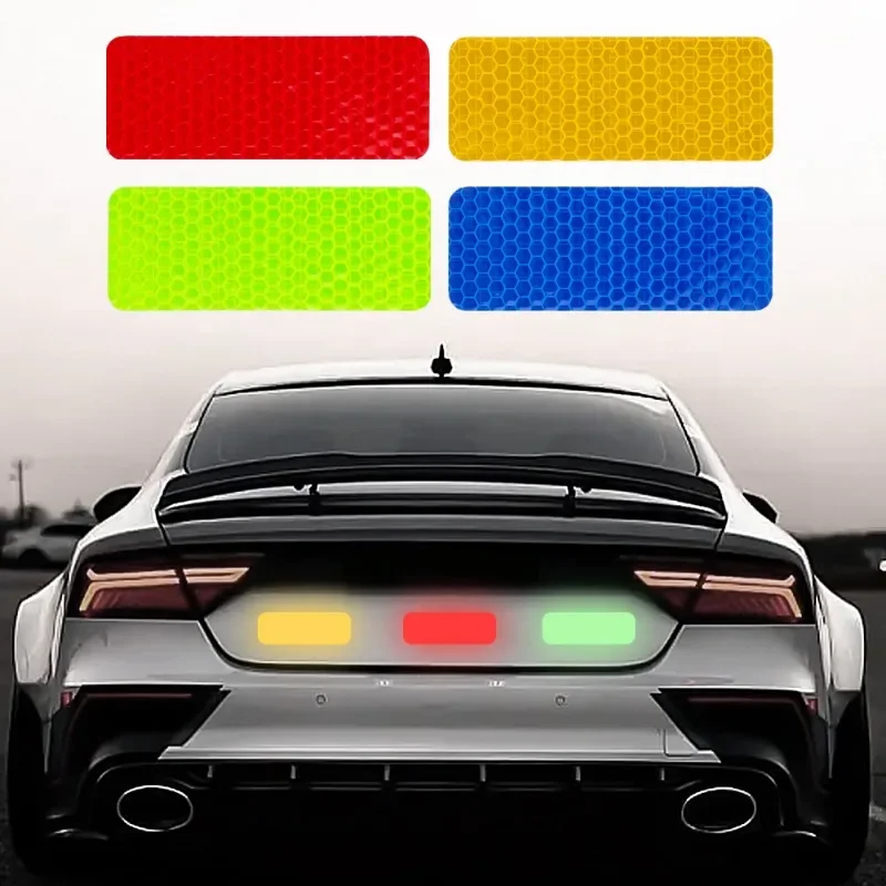 Reflective Stickers 3*8cm Car Bumper Reflective Warning Strip Tape Secure Decals Safety Warning 10pcs
