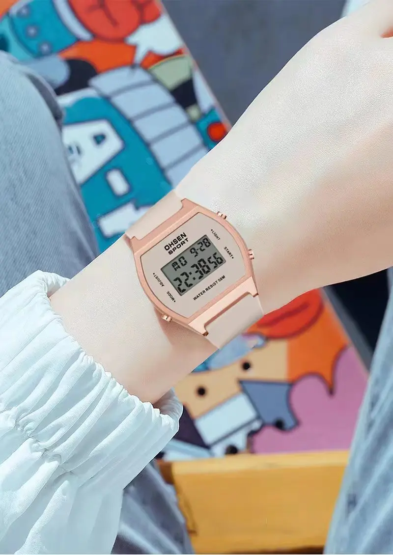 Digital Watches for Women White Fashion Waterproof Sport Watch for Girls reloj mujer Electronic ladies Wristwatch  Alarm Clocks - 4