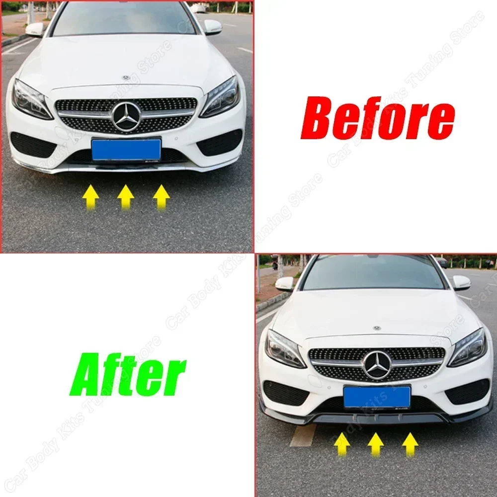 자동차 앞 범퍼 립 스플리터 디퓨저 스포일러 가드, 메르세데스 벤츠 C 클래스 W205 C300 C160 C200 C350e C260 C200 2015-2018