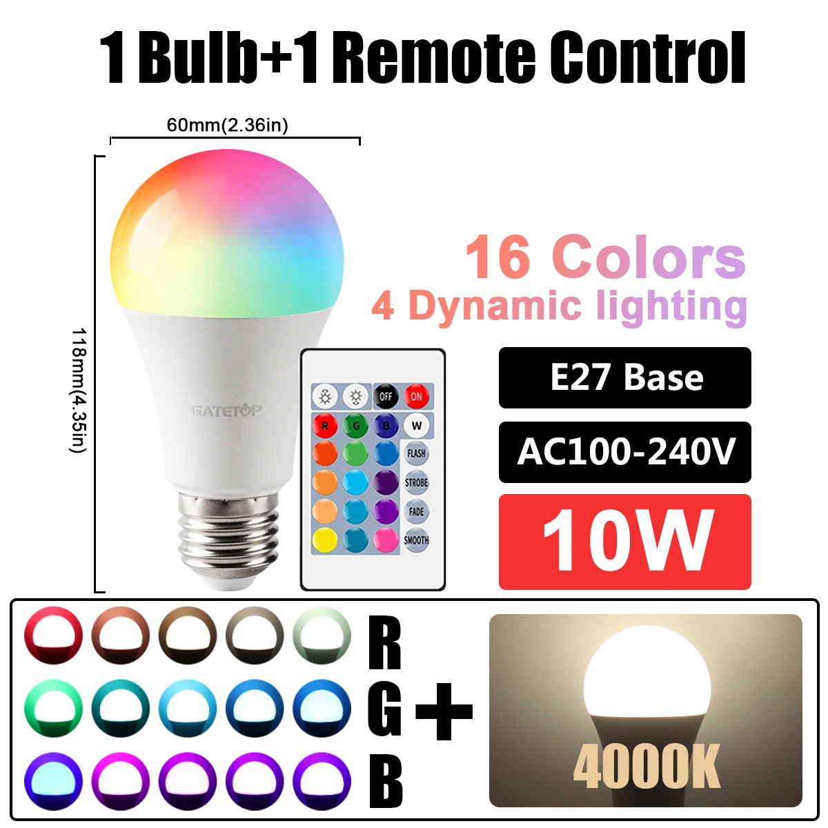 1-10 قطعة E27 B22 RGB عكس الضوء لمبة 110 فولت 220 فولت مصباح الذكية 24 مفتاح التحكم عن بعد RGBW ضوء يعتم لمبات لغرفة المعيشة