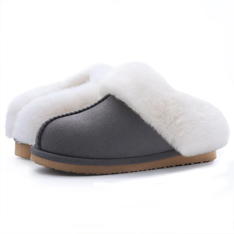 Women Fuzzy Suede Slippers Winter Indoor Outdoor
