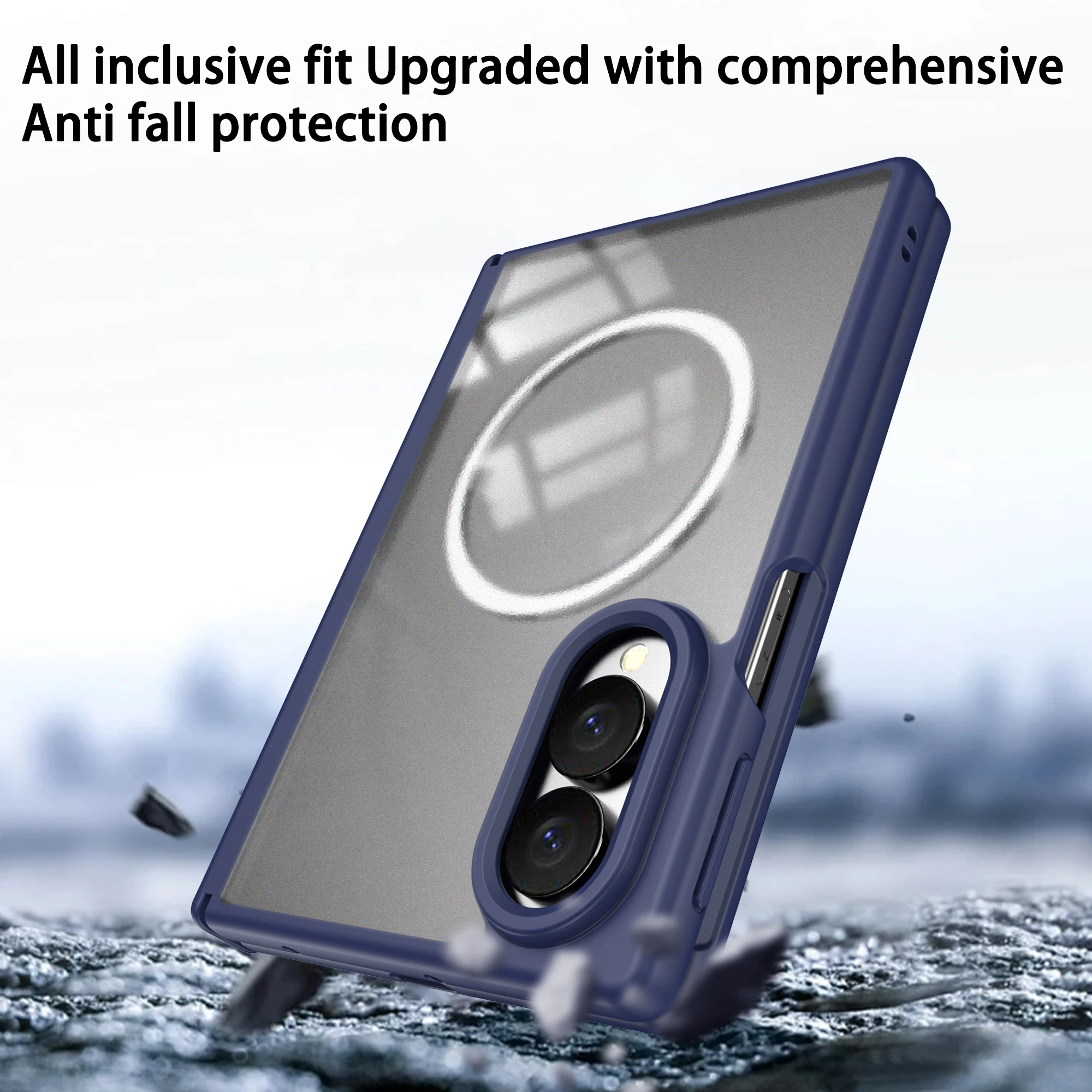 Magnetic Case with Built-in Tempered Glass Screen Protector and Hinge Guard in Matte Acrylic Finish