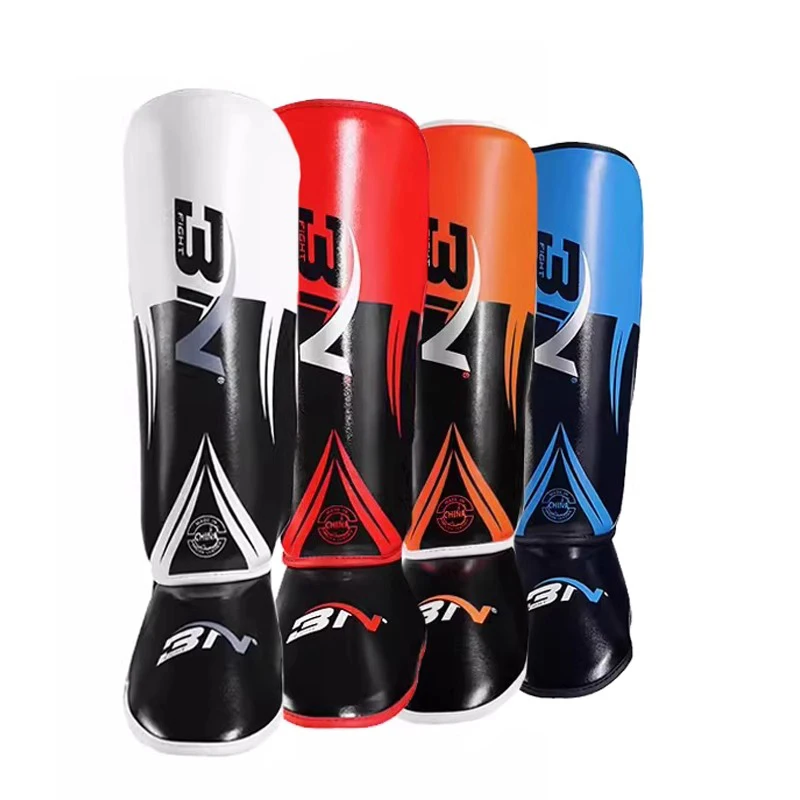 Custom Logo Design Shin Guards for Kick Boxing and Football PU and EVA Material for Children's Sports Protection soccer shin guards,shin guard pads,kickboxing shin guards