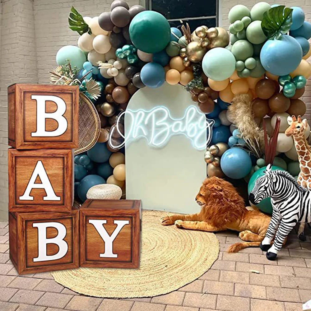 Baby Balloon Wooden Box Baby Shower Decor Bear Theme One 123st Birthday  Party Jungle Safari Wild One Woodland Party Kids Favor