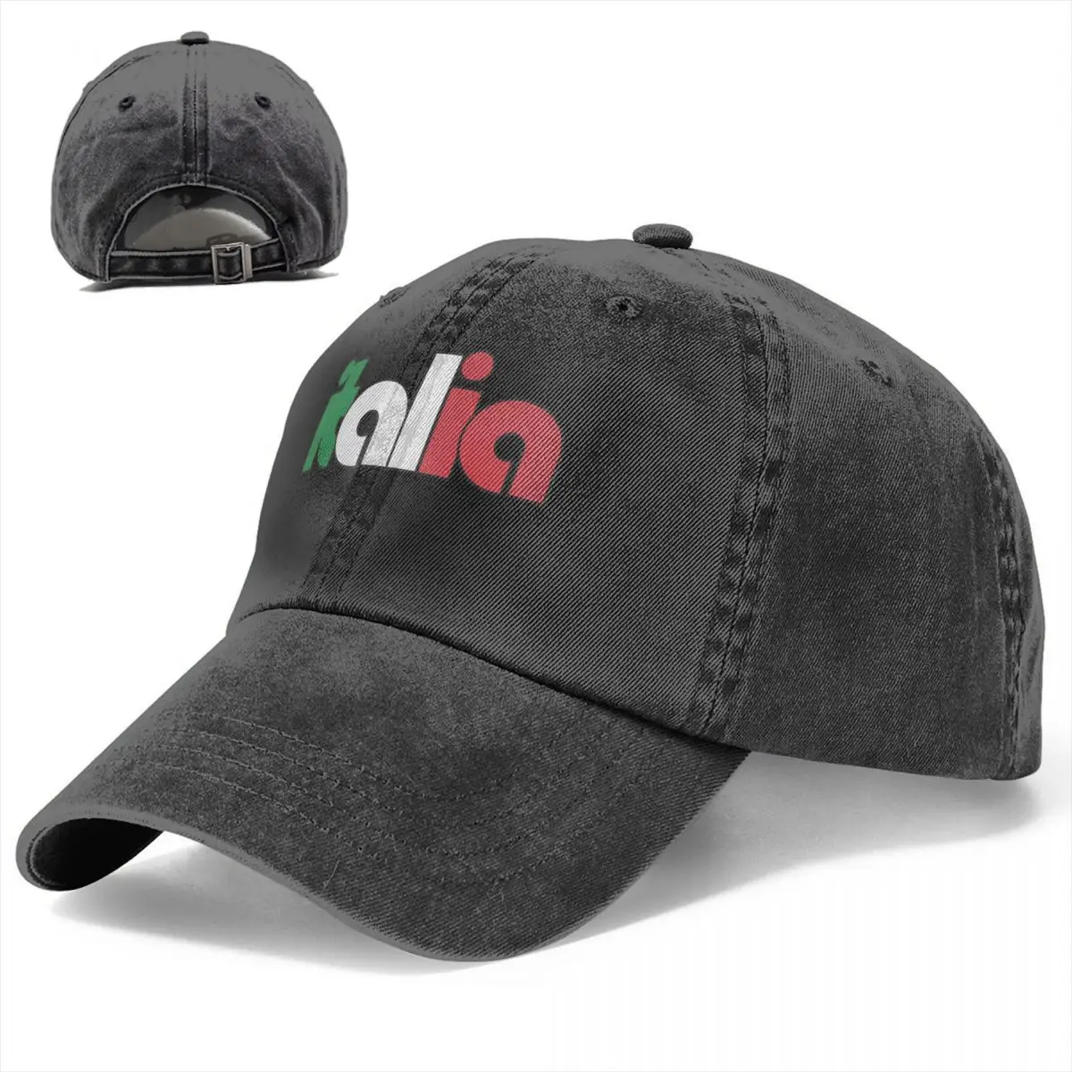 

Italia Denim Baseball Cap Letter Print University Trucker Hat Spring Casual Unisex Retro Printed Snapback Cap