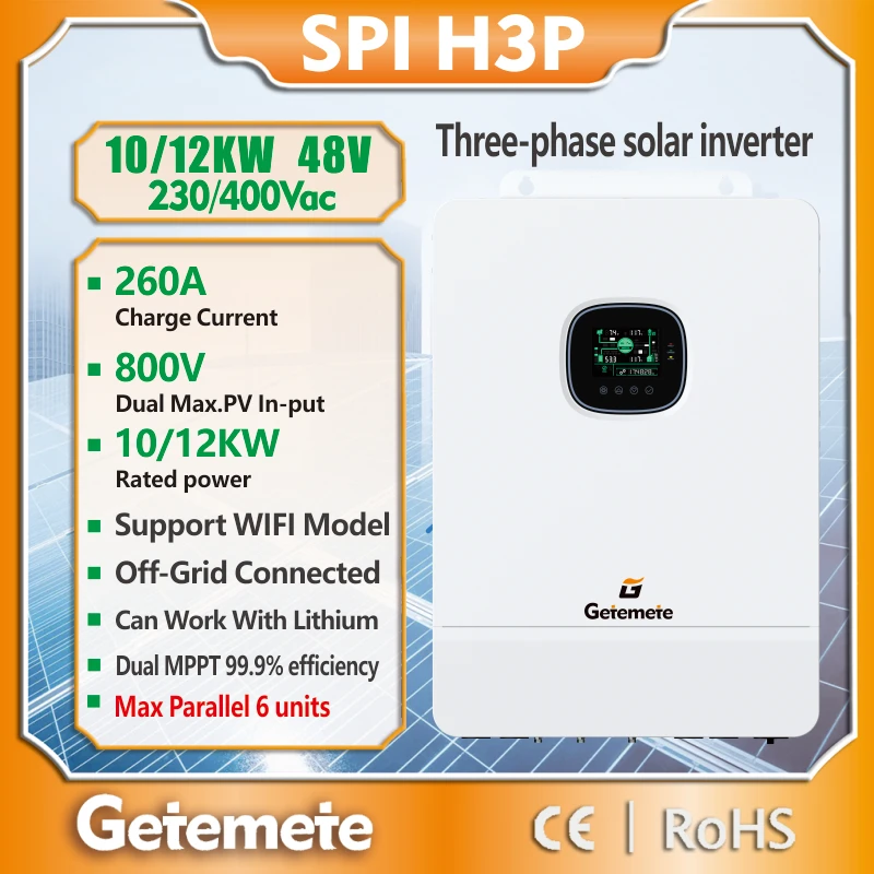 Geteme 12KW PV 최대 입력 800VDC 230/400Vac 삼상 태양광 컨트롤..