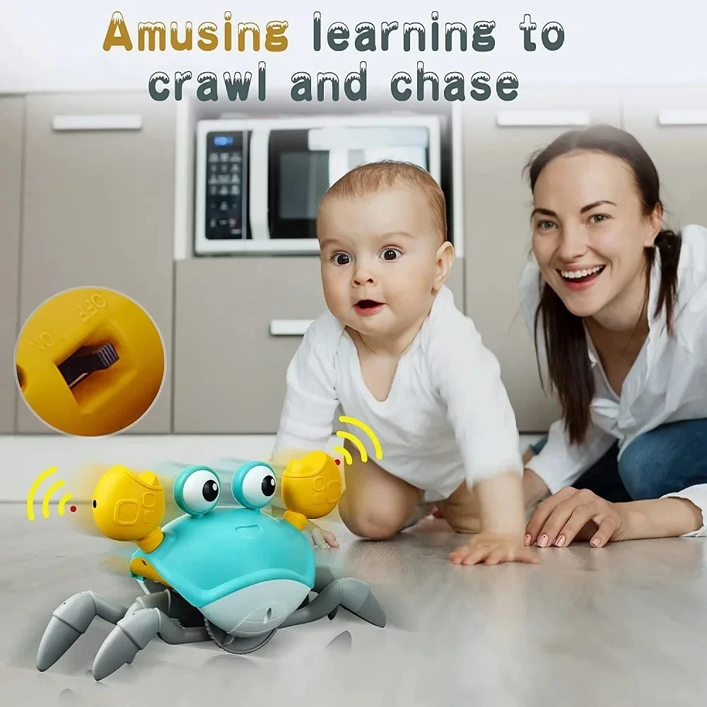 Dancing Crab Toy - Interactive Crawling Gift for Babies No Battery Required