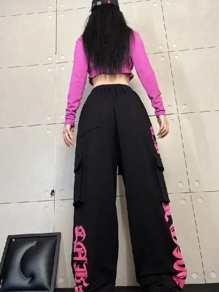 QWEEK Y2k Streetwear Cargo Pants Women Hip Hop Pocket High Street Dancing  Sport Trousers 2023 Korean Fashion Kpop New In