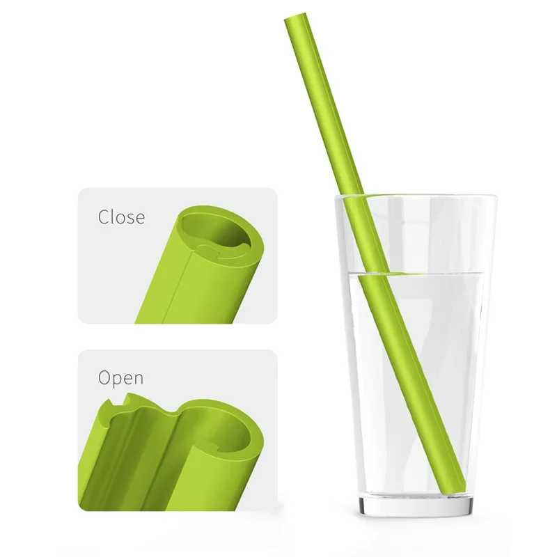 Silicone Foldable Straw 250MM Environmentally Friendly Reusable Easy To Clean Food Grade