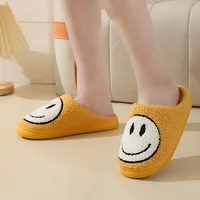Cute Smiles Women's Fluffy Slippers Winter Indoor Closed Toe Warm Couple Slippers Woman Non-slip Flat Heel Fur Home Slides Shoes 2