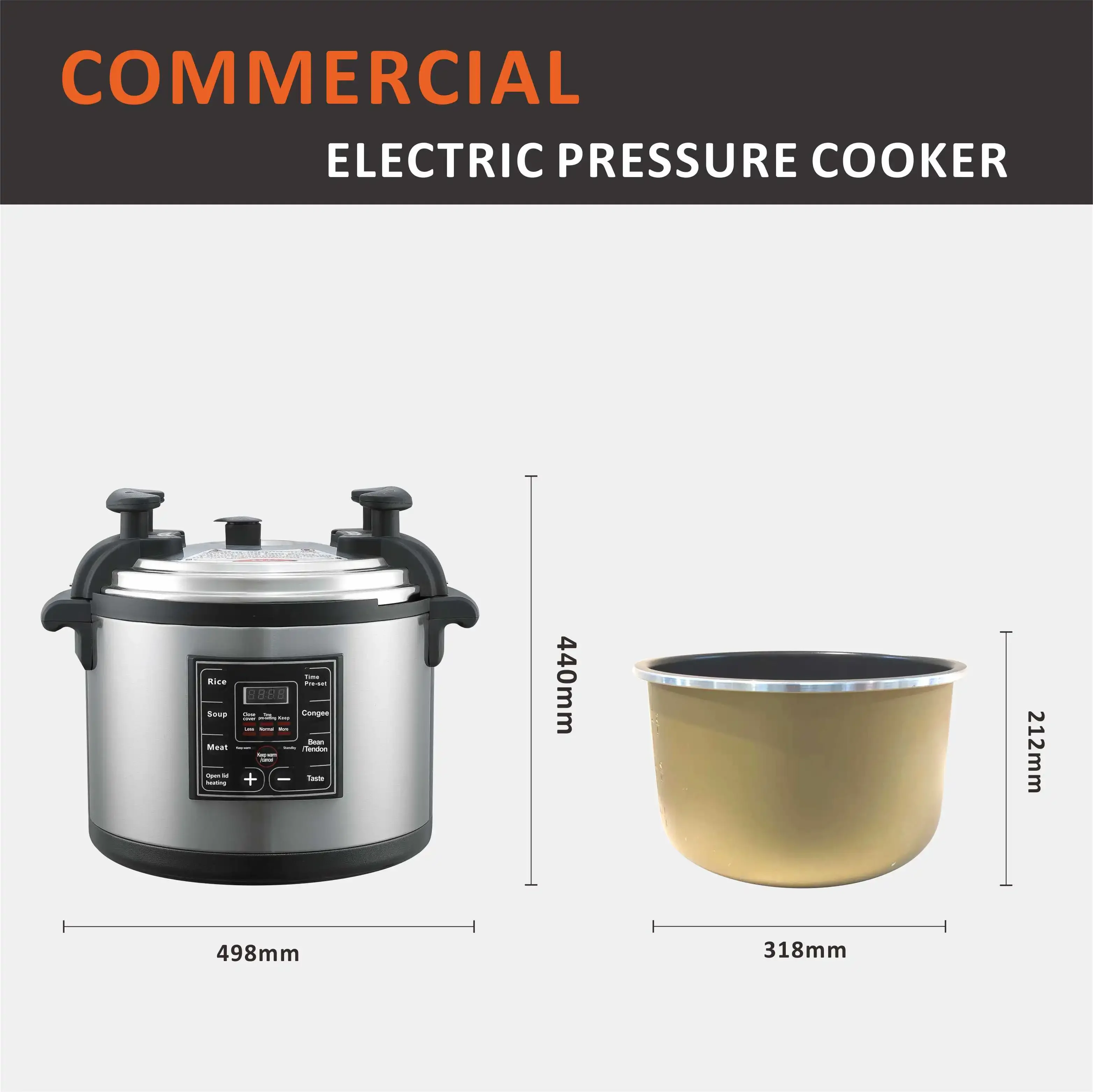 Large Capacity 17 21 26 35 40L Commercial Electric Pressure Cooker Slow Cooker