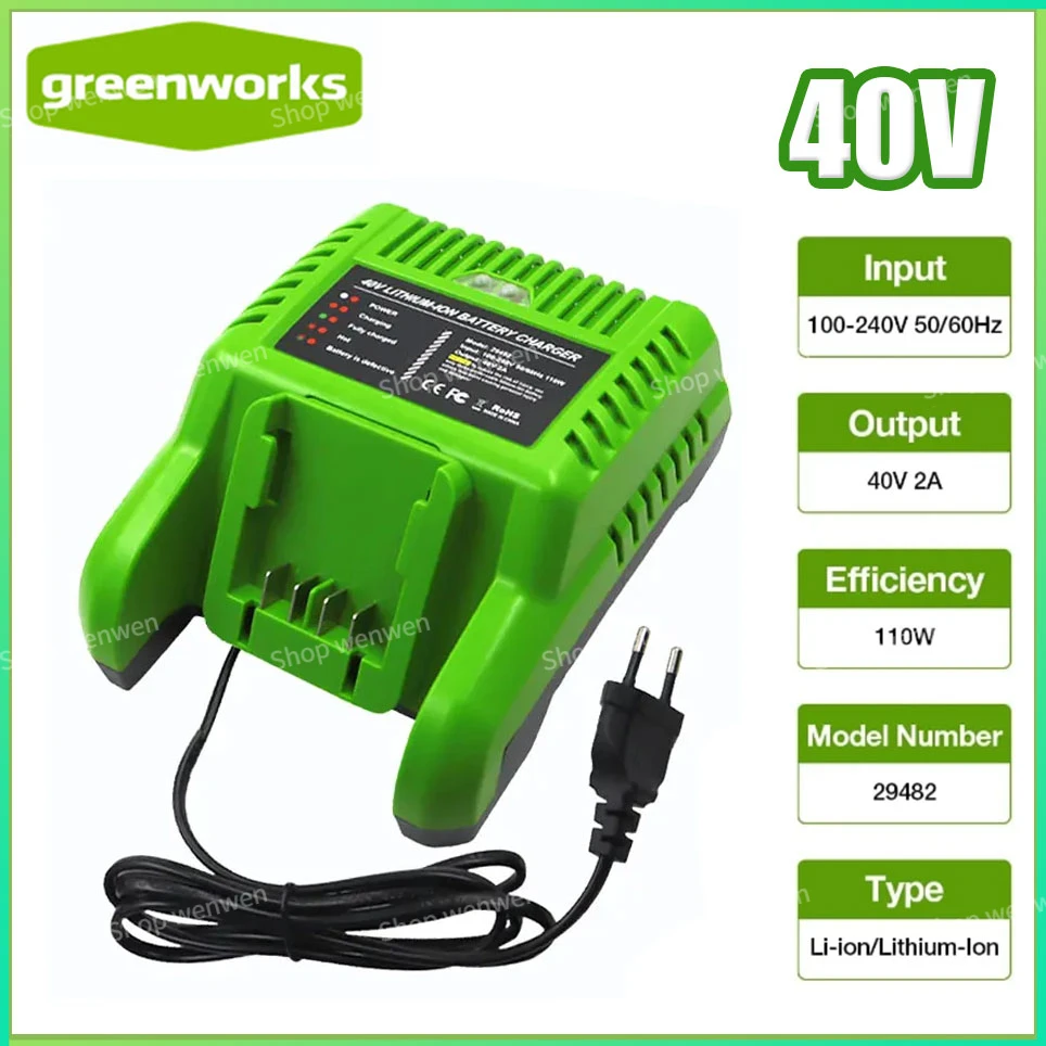 

100% new G-MAX 40V Lithium Battery Charger 29482 GreenWorks 40V Lithium Ion Battery 29472 ST40B410 BA40L210 STBA40B210 29462