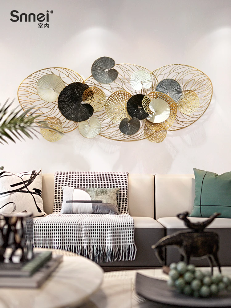 

Wall decoration pendant hollow lotus leaf wrought iron wall decoration bedroom wall decoration