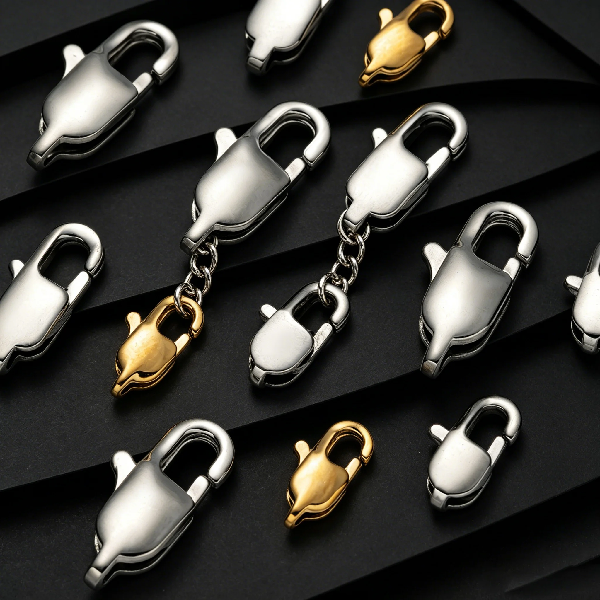 5 Stück 316 Edelstahl Rechteckige Karabinerhaken Endverbinder für DIY Halsketten Armbänder Schmuckherstellung Bastelbedarf – Detail 5