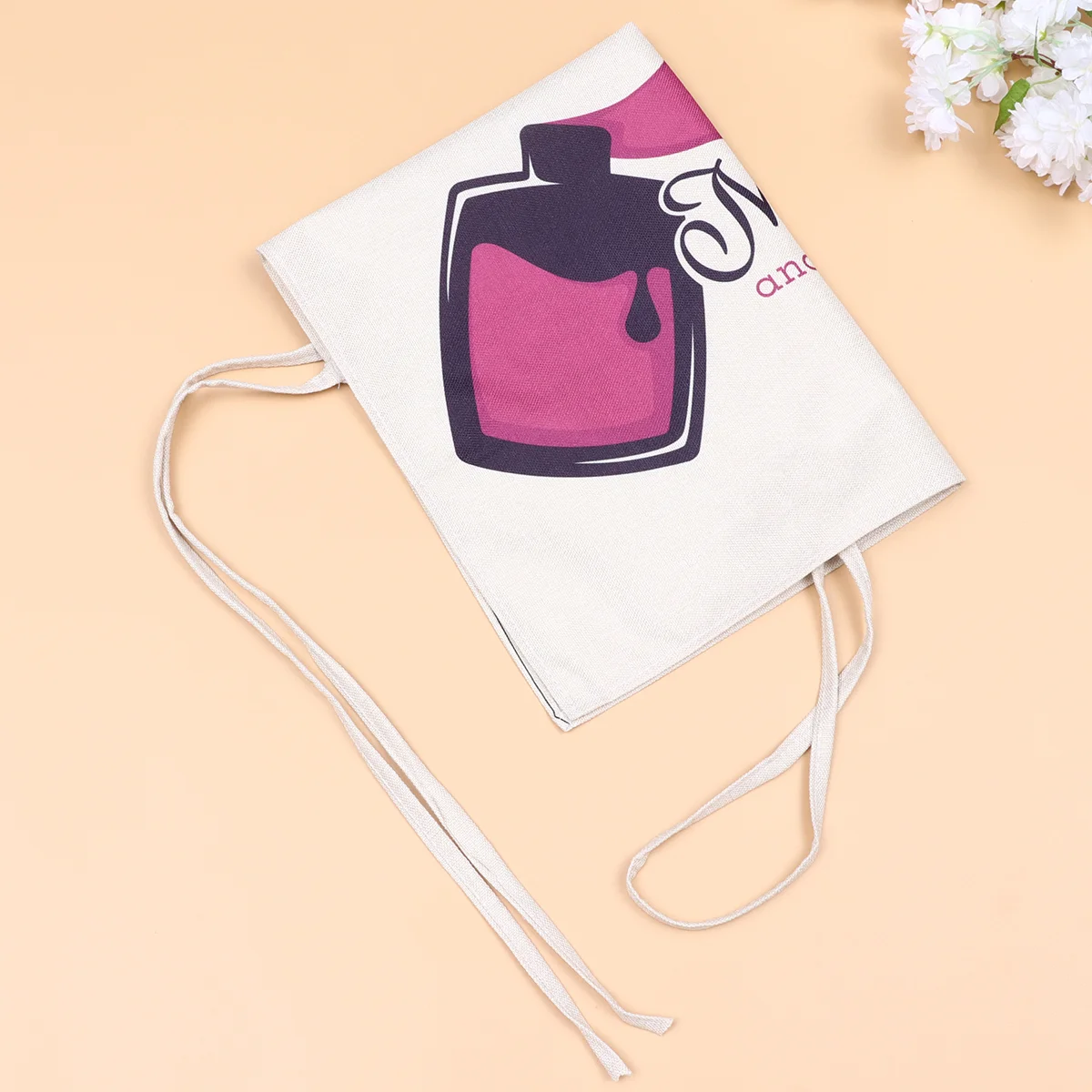 

Pink Nail Art Printing Apron Restaurant Cooking Baking Dress Cotton and Linen Painting Working Apron for Home Kitchen