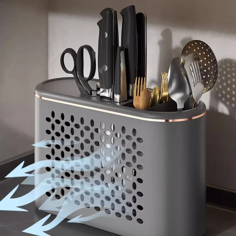 Multi-purpose Knife Chopsticks Holder with Seasoning Box Kitchen Plastic Utensil Drying Rack Spoon Fork Cutlery Storage Cylinder 3
