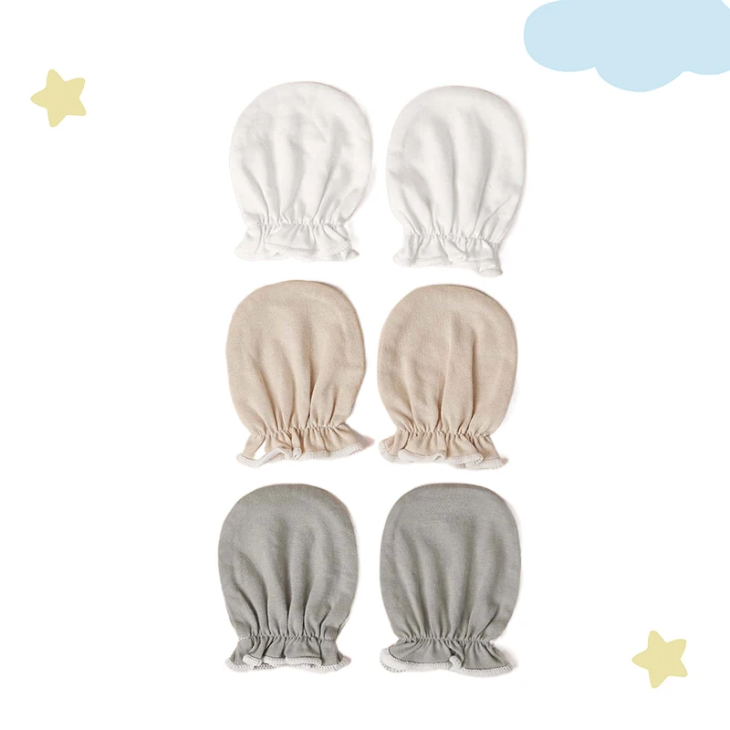 3 Pairs/Set Baby Cotton Soft Mitten Newborn Anti-eat Hand Anti-Grab Face Protect Glove Baby Mitten0-6M baby mittens,anti scratching gloves