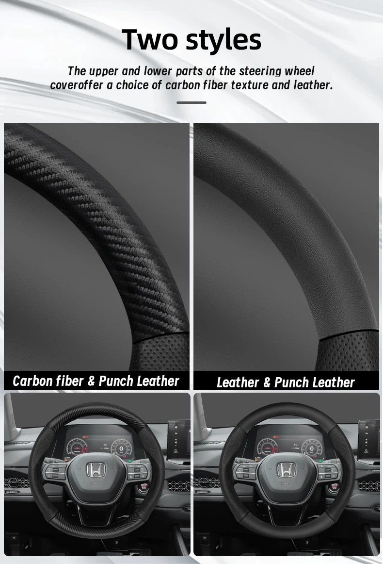 Geeignet für GMC: Atmungsaktiver Leder-Lenkradbezug mit matter Carbonfaser-Textur für Modelle wie Sierra 1500 HD EV, Yukon, Terrain, Acadia, Canyon, Savana, Hummer EV usw., Schwarz-Mokka Autozubehör – Detail 13