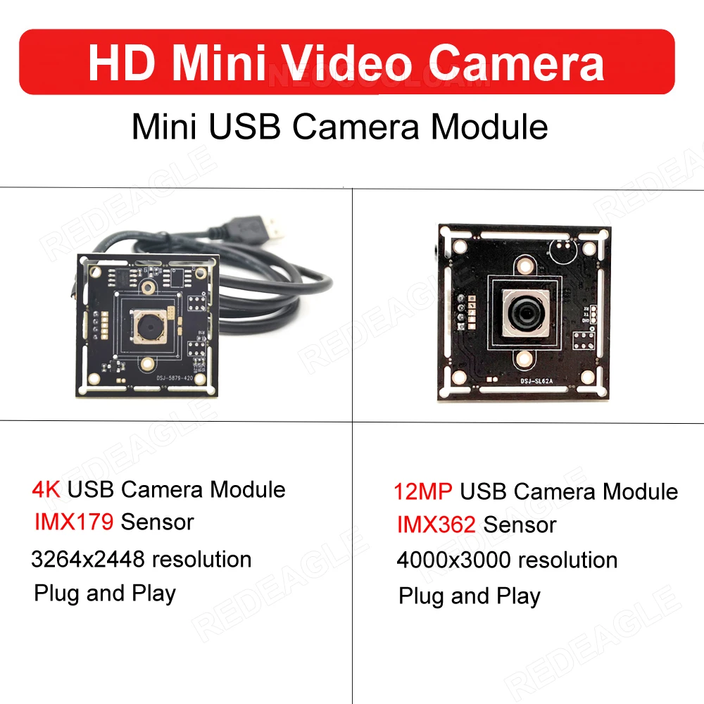 USB Webcam Module 12MP HD IMX362 Sensor Autofocus Camera No Distortion Lens UVC OTG Plug and Play 4K IMX179 PC Usb Camera