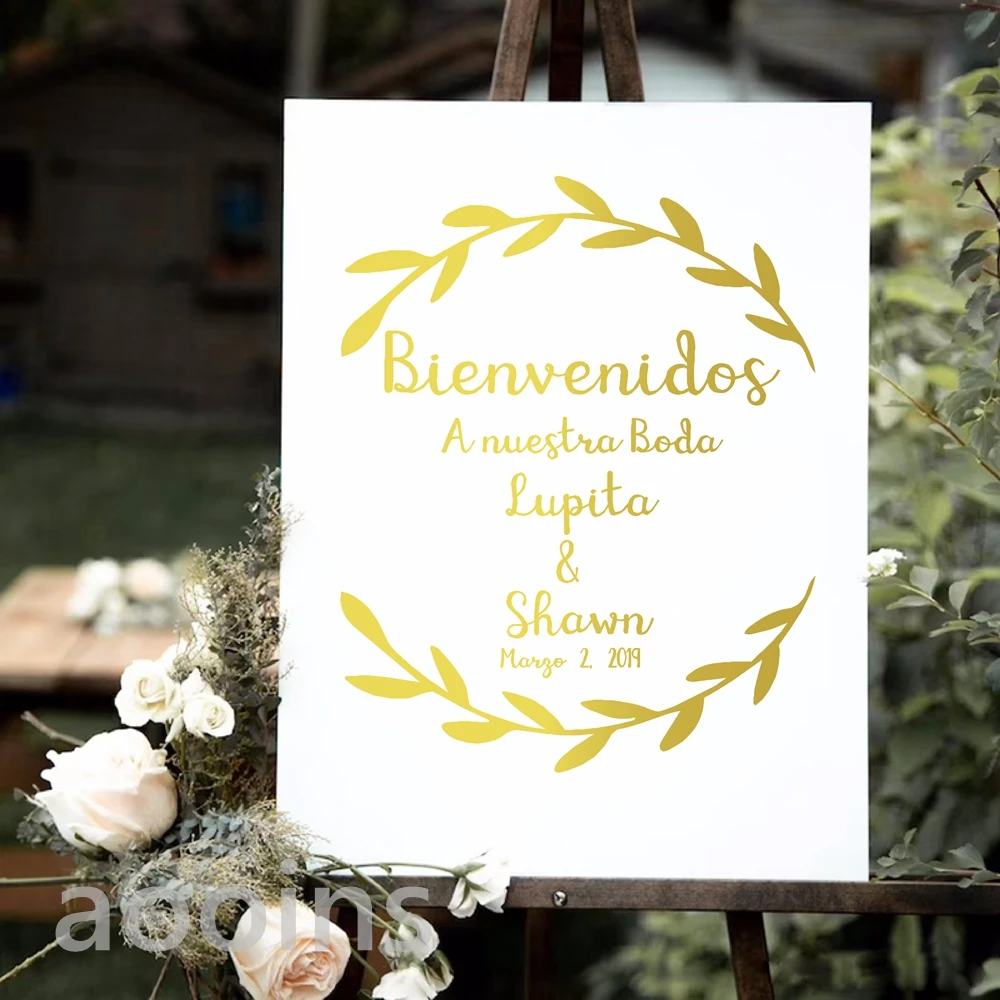 Personalised Welcome to the Wedding of Decal Sign Rustic Wedding Decor Decals Removable Name Date sticker