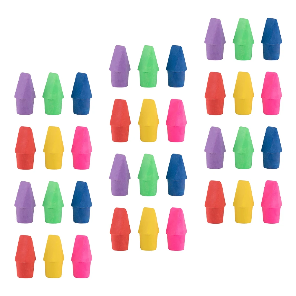 50pcs/Set Random Bulk Pencil Top Erasers Colored Pencils Topper Protector Eraser Caps Office Supplies Student School Stationery