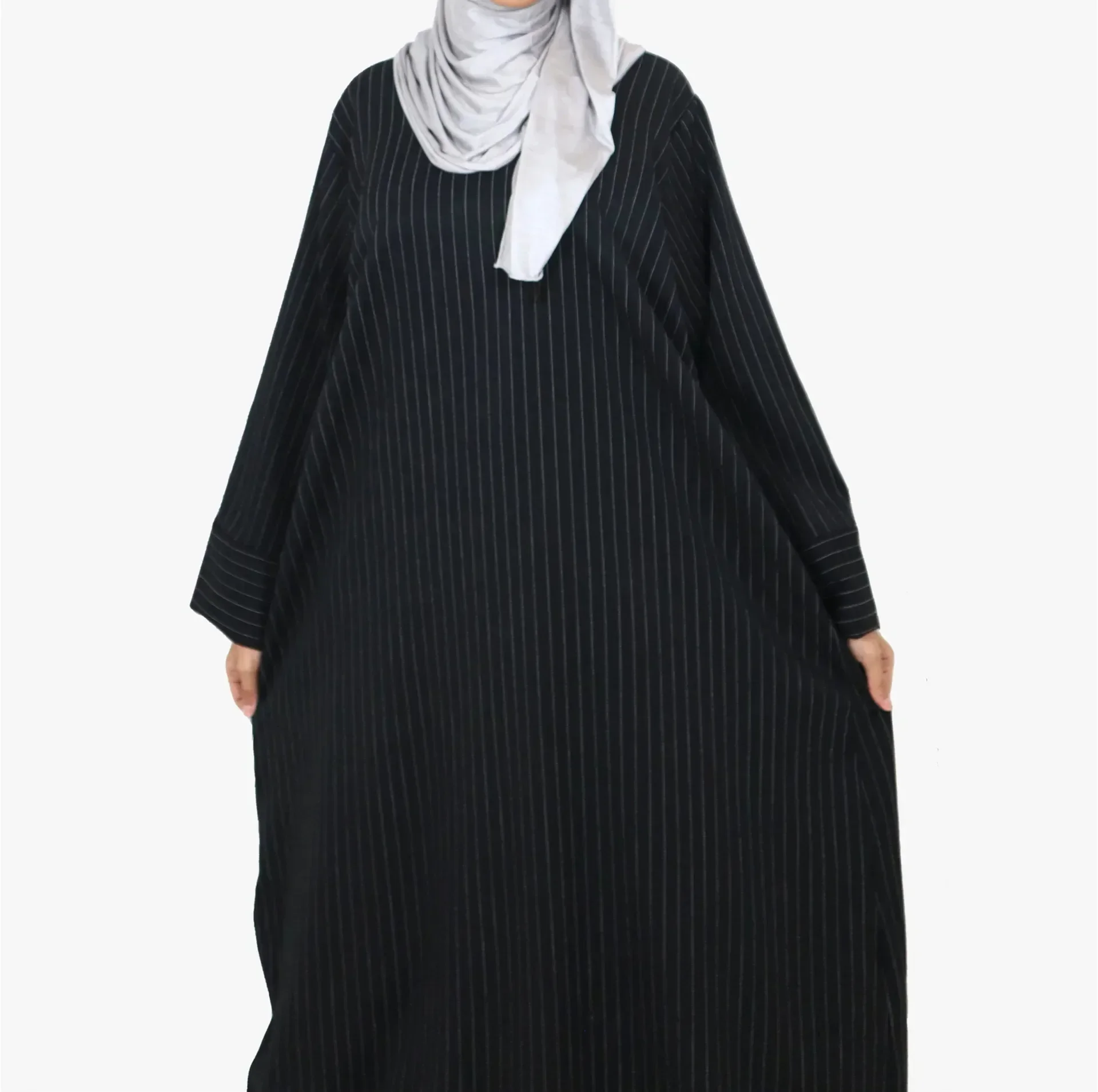 Ramadan Eid Belt Abaya Dubai Turkey Muslim Long Hijab Dress Twill Jacquard Stripe Abayas for Women Islamic Clothing Kaftan Robe