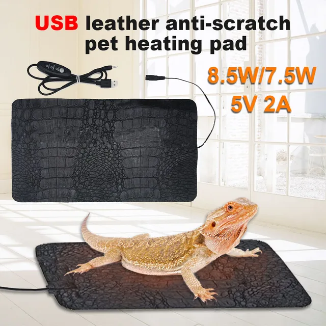 Pet Heating Pad Terrarium Reptile Heat Mat USB Electric Blanket Heater 3 Gear Adjustable Temperature Controller Incubator Mat 2
