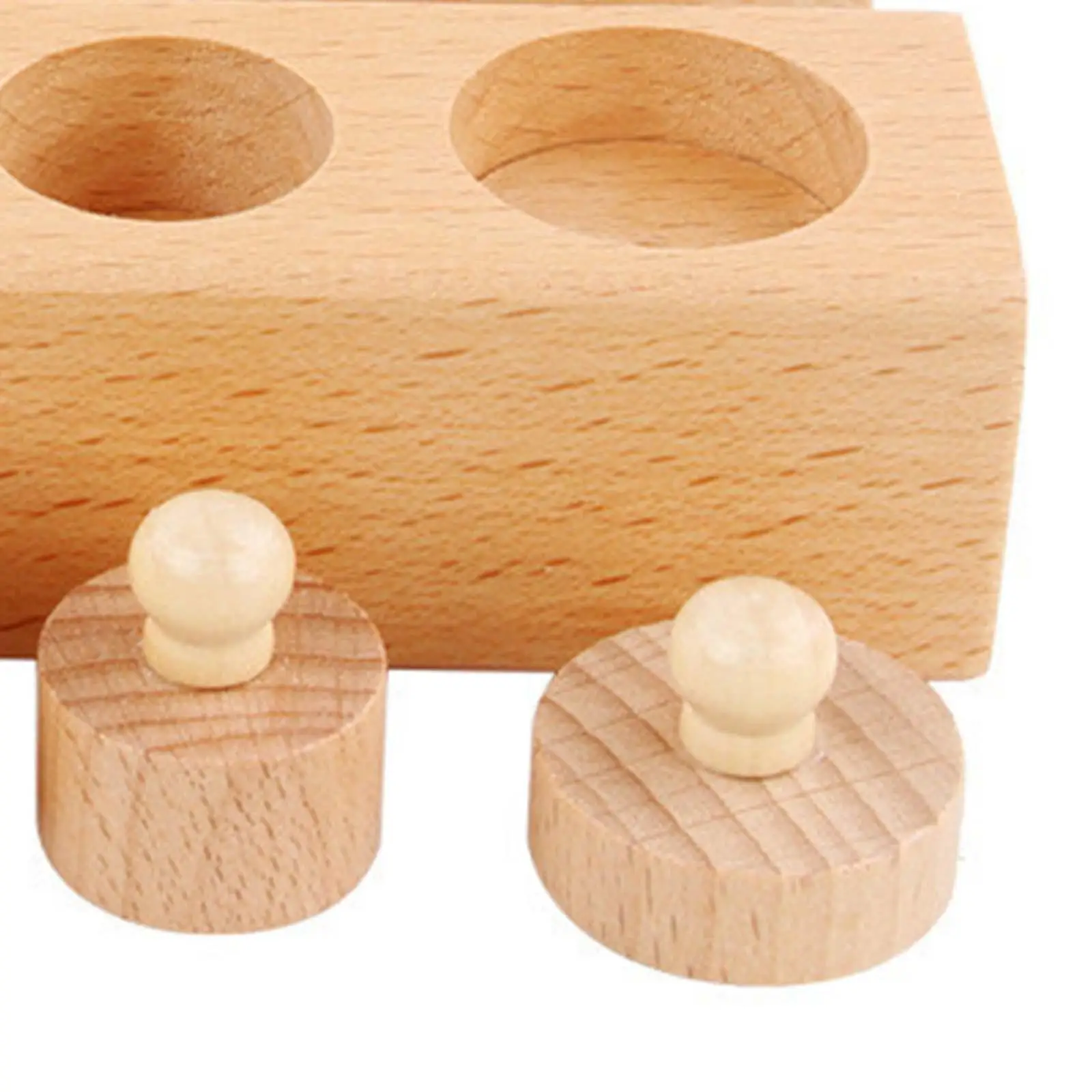 4 Pieces Wooden Cylinders Ladder Blocks Educational Grouping Shape Sorting Montessori Knobbed Cylinders for Home School Childern