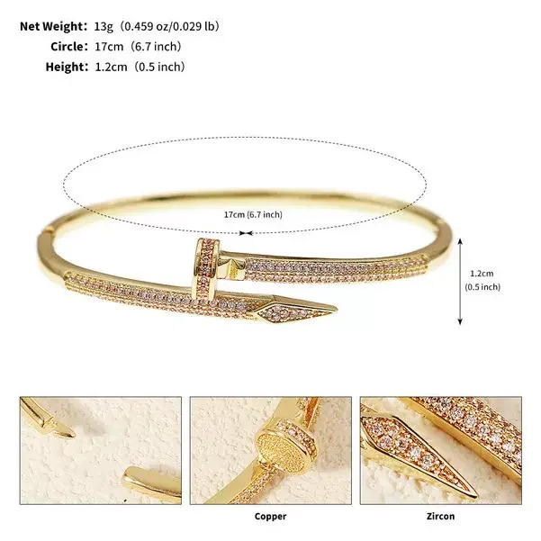 Personalized Micro Inlaid Zircon Nail Opening Women's Bracelet Daily Simple Jewelry Niche Ins Style High-end Design bangle bracelet zircon bracelet zirconia bangle