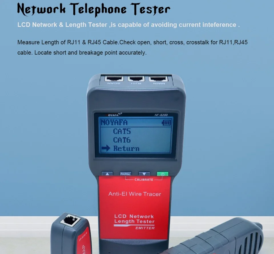 NOYAFA 케이블 및 네트워크 테스터, NF-8200 LCD LAN 테스터, 네트워크 전화 케이블 테스터, RJ45 케이블 테스터, 이더넷 케이블 트래커