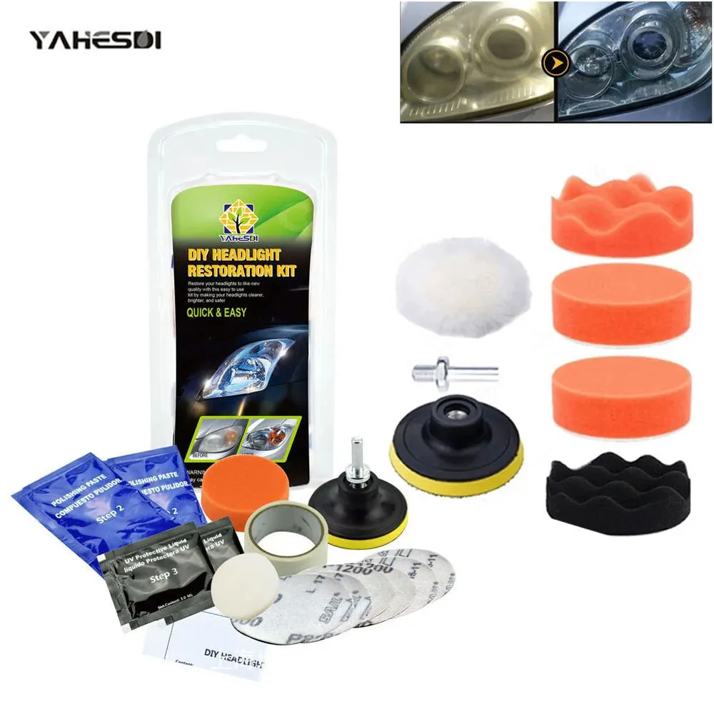 

Car Headlight Polishing Kit Headlamp Restoration Repair Kits Headlight Polish Cleaning Paste Wax Sanding Refurbish Tool