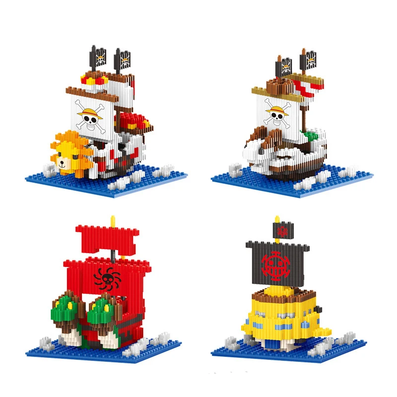 Thousand Sunny Micro Building Blocks Linkgo One Piece Pirate Ship Polortang Going Merry Model Connection Mini Bricks Figure Toys 2