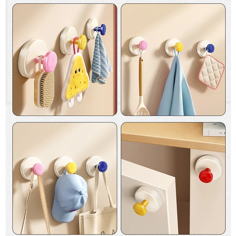 1/4pc Foldable Suction Cup Hook Vacuum Key Clothes Bag Suction Cups Hanger Hook Kitchen Bathroom Robe Coat Towel Organizer Hook