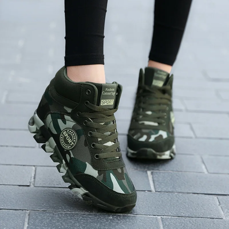 Women Sneakers Fashion Camouflage Sneakers Women Hide Heel Canvas Casual Shoes Woman Platform High Top Sneakers Wedge Outdoor Sports Shoes women shoes casual sneakers