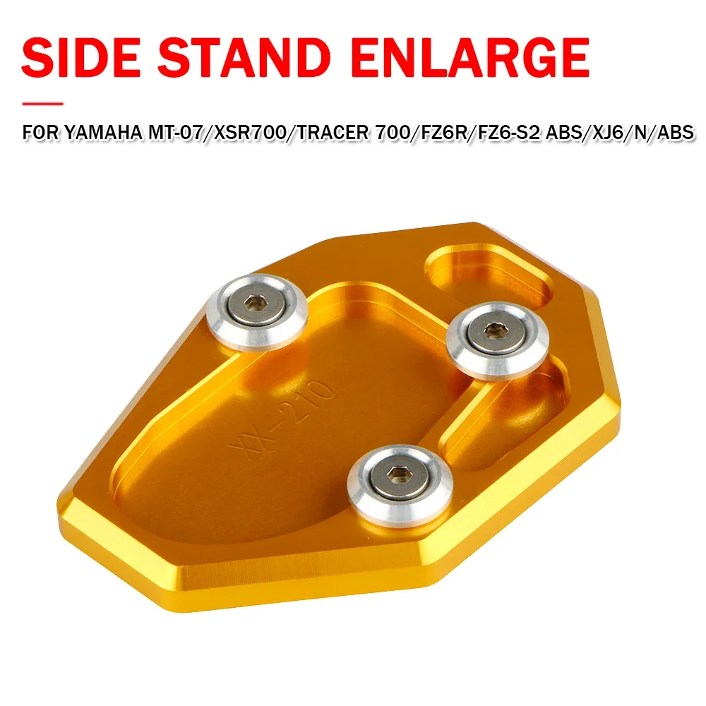 

Motorcycle Kickstand For YAMAHA MT-07 XSR700 TRACER700 XJ6N FZ6S FZ6R Moto Foot Side Stand Extension Pad Support Plate Enlarge