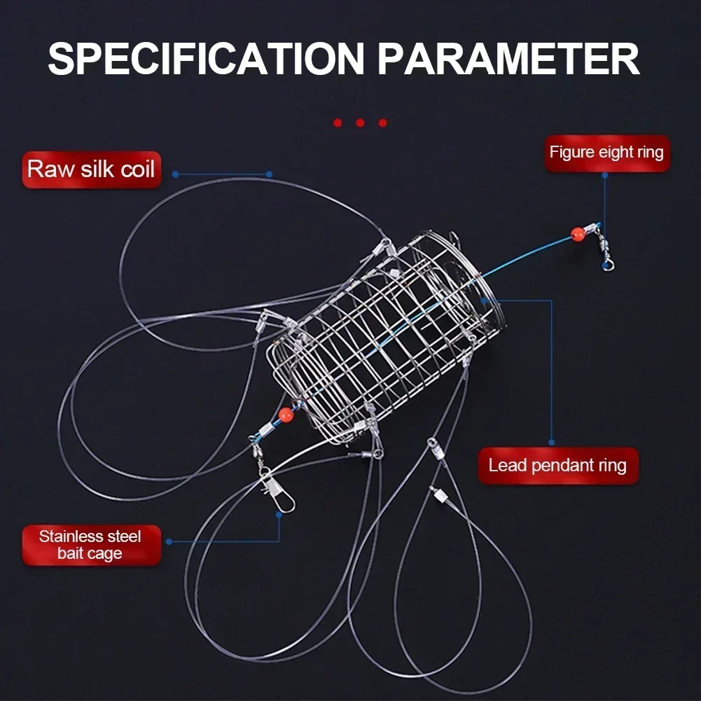 Crab Catching Tool Lure Trap Stainless Steel Bait Cage Fish Cage Feeder Fishing Tackle Suitable Crab Shrimp Crawfish Trap Cage