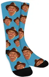 Personalized Photo Face Socks - Custom Funny Gag Gift - One size (Light Blue custom)