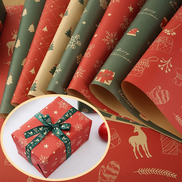 Wrapping Paper Rolls Gift Wrap X Mas Birthday New Year Kraft Party  Decorations