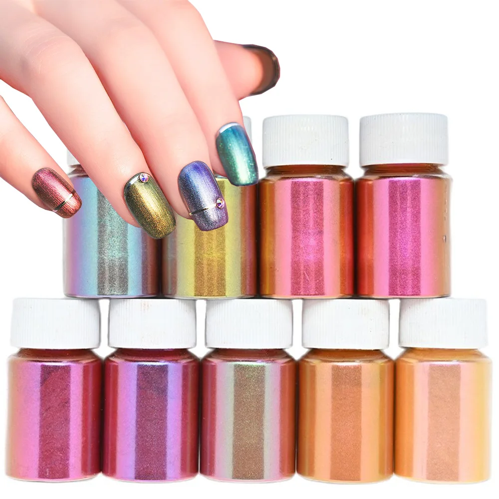 Nail Powder 10g Mirror Chameleons 9Colors Resin Pigment Glitter Dust for DIY