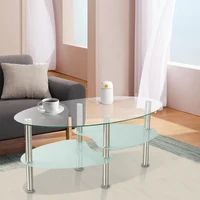 Table Basse Table de Salon Table à Thé Scandinave Forme Variable Style Contemporain Verre Laqué 3 Couches 90 x 45 x 43 cm 1
