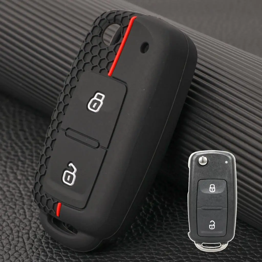 Per Volkswagen Golf Polo Lupo Passat Sharan Amarok Transporter 2 Pulsanti Remote Flip Silicone Key Car Case Cover Shell Holder