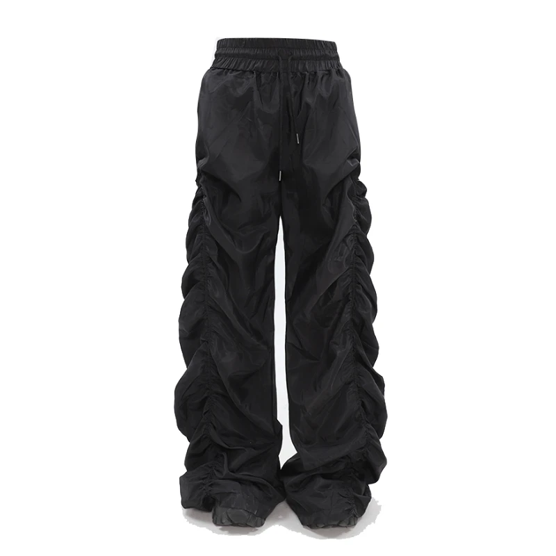 

ZCSMLL 2023 Korea Autumn Drape Drawstring Fast Drying Loose High Waist Solid Color Wide Leg Floor Mopping Casual Pants Women